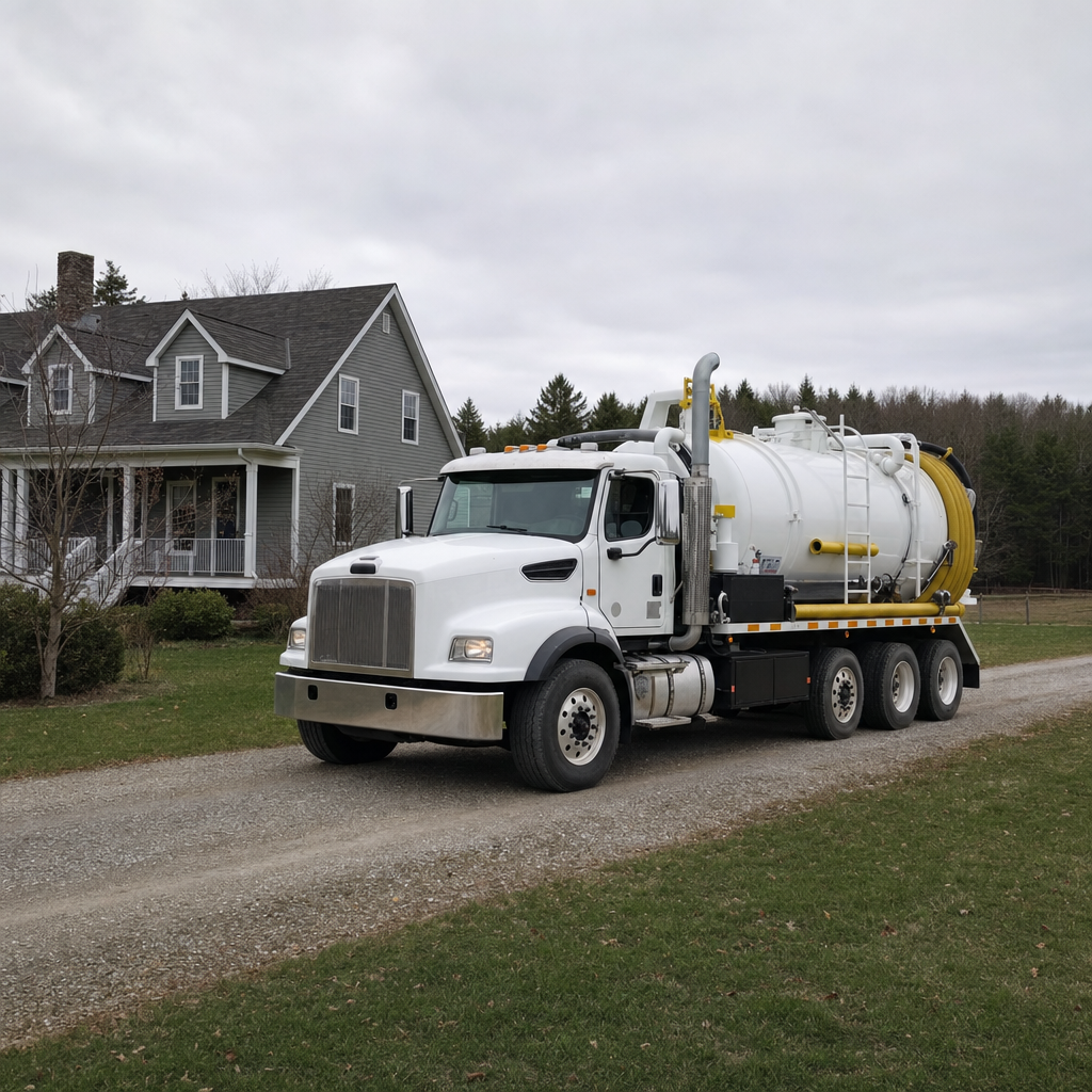 Septic vacuum truck arriving at a San Francisco home for same-day emergency service