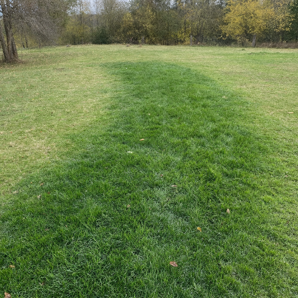 A soggy, unusually green patch of lawn over the drain field of a San Francisco home, a sign the septic tank needs pumping